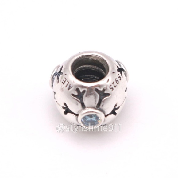 Authentic PANDORA Sterling Silver Crystalized Snowflake Blue CZ Charm - Picture 7 of 10